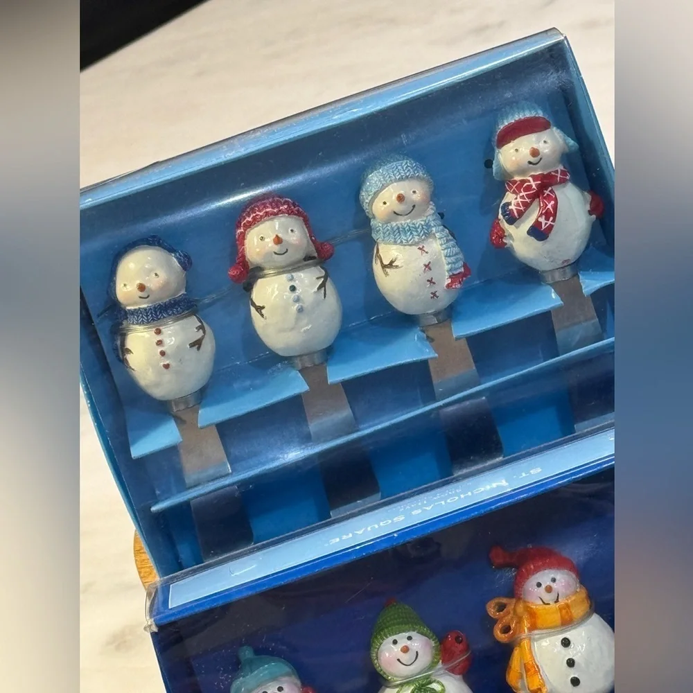 St Nicholas Square Set of 2 Snowman Spreaders 8 total - Picture 3 of 5